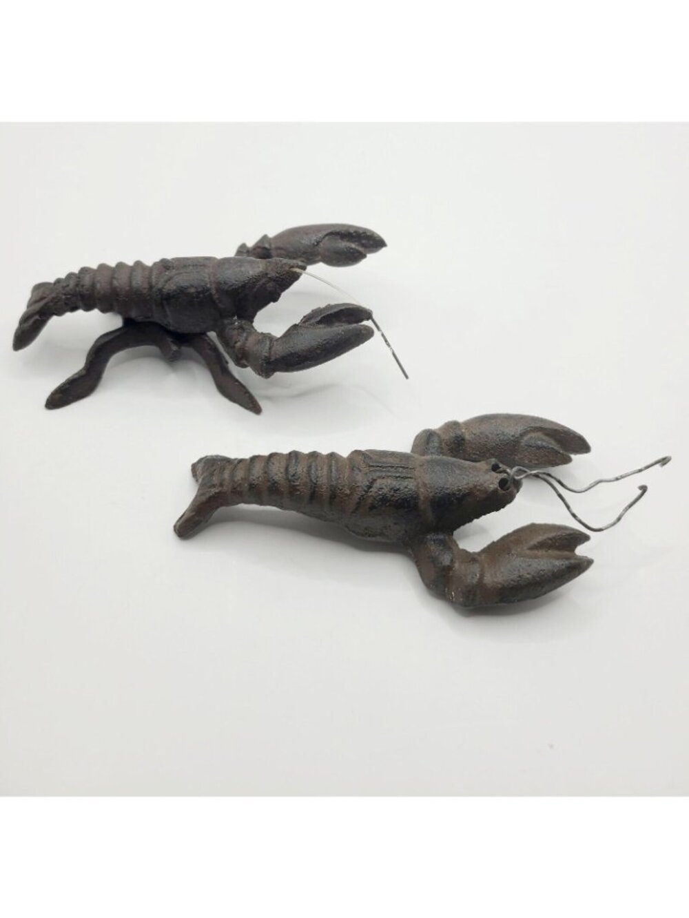 Vtg Cast Iron Lobster Crawfish Figurine Paperweight Nautical Decor Cajun Set - Picture 7 of 10